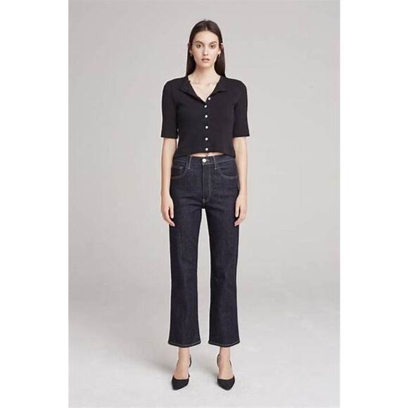 3x1 Made Here Anthropologie Joni Dark Wash High Rise Wide Leg Ankle Jean Size 25 - Picture 1 of 8